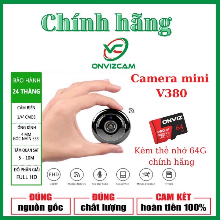 [BH 12 THÁNG- CHÍNH HÃNG] Camera giám sát V380 treo tường cao cấp nhỏ gọn Hàng xịn bảo hành 12 tháng