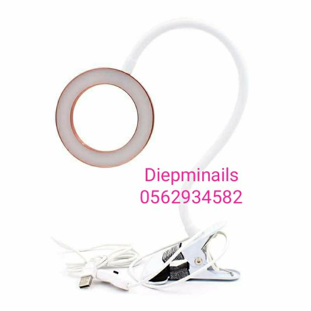 Đèn Led Mini Kẹp Bàn Làm Nail, Nối Mi ,Phun Xăm 2 Chế Độ Sáng.thân đèn lò xo