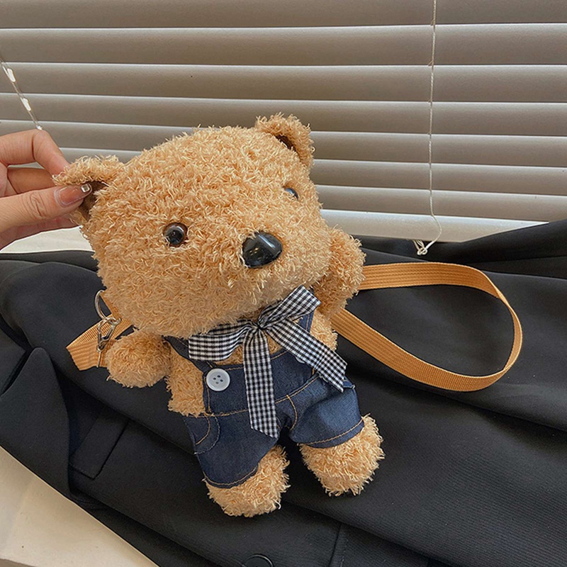 Túi đeo chéo kiểu hoạt hình gấu nhồi bông dễ thương cho bé