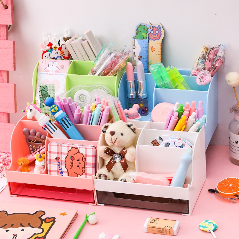 Kệ Đựng Mĩ Phẩm Mini Nhiều Ngăn Đựng Đồ Văn Phòng Tiện Dụng Thông Minh Cho Học Sinh, Sinh Viên