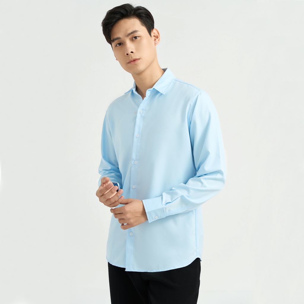 Áo sơ mi nam dài tay cổ bẻ dáng ôm Hàn Quốc vải lụa hàn cao cấp chống nhăn AUTOMAN A02
