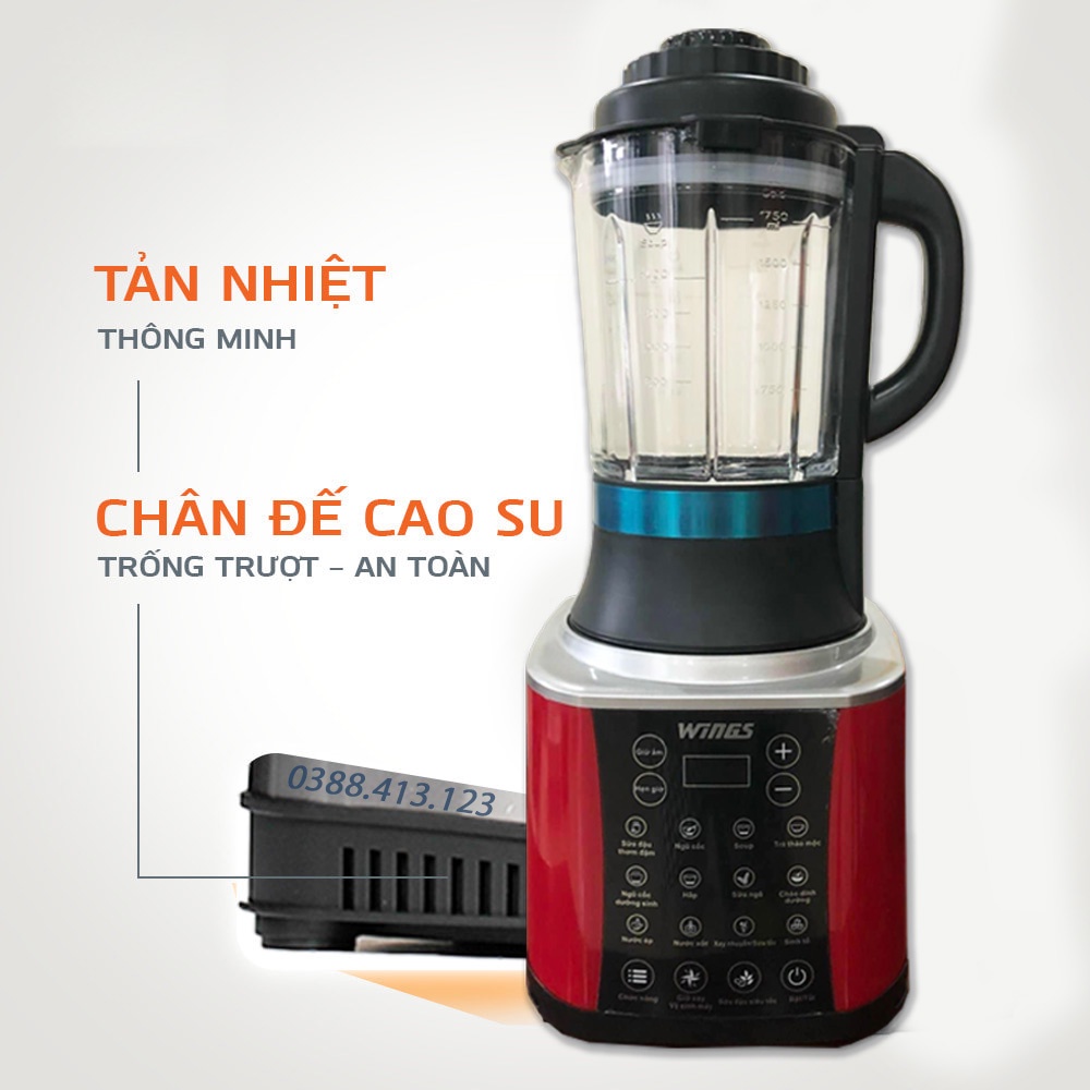 Máy làm sữa hạt WingS - Dung tích 1.75 lít - Xay nhuyễn, nghiền mịn - Máy nấu đa năng - Bảo hành 12 tháng