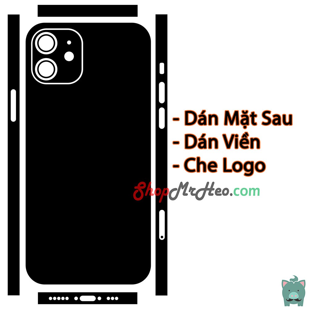 (Mua 1 tặng 1) Skin Dán Full Mặt Sau Lưng Và Viền Iphone 12 Mini