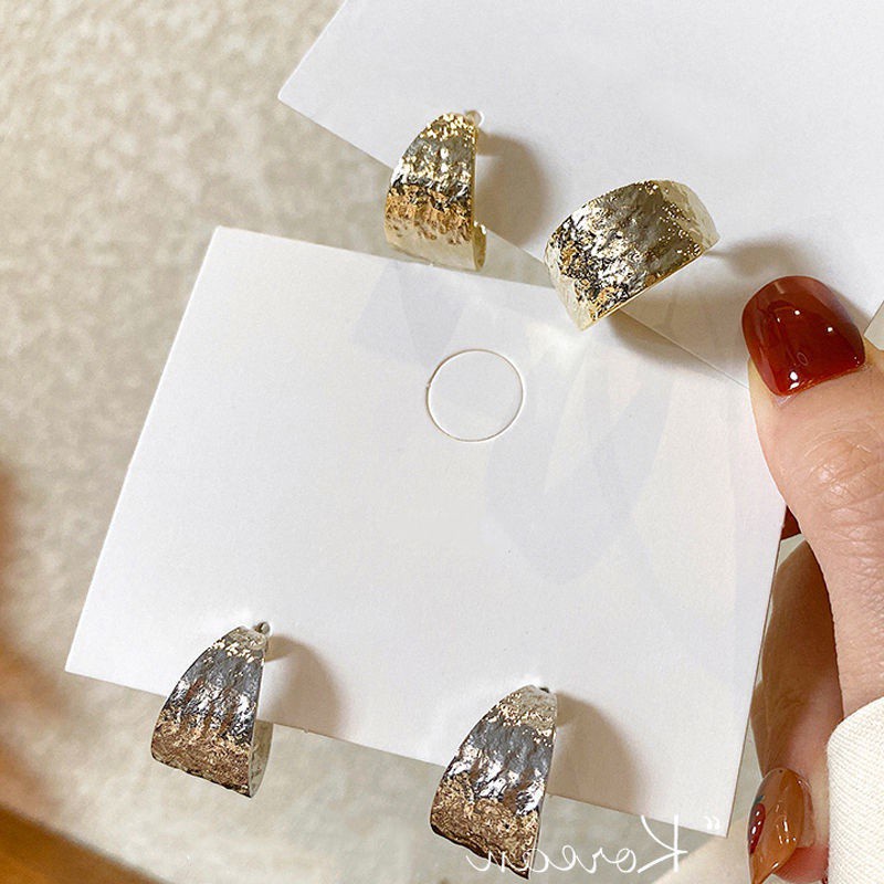 Đôi Khuyên Tai Hình Tròn Phong Cách Retro Hàn Quốc Thiết Kế Thời Trang