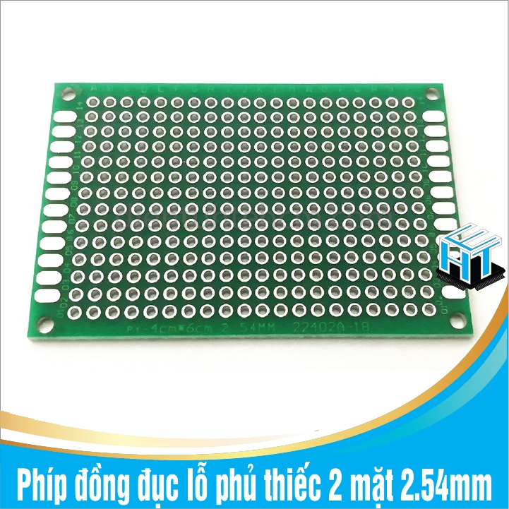 Phíp đồng đục lỗ - phíp thủy tinh test board phủ thiếc 2 mặt 2.54mm - Size 40x60mm