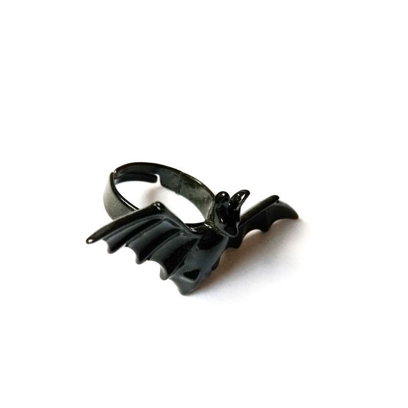 Cute Halloween Ring Black Bat Opening Adjustable Gothic Ring Band Unisex Jewelry
