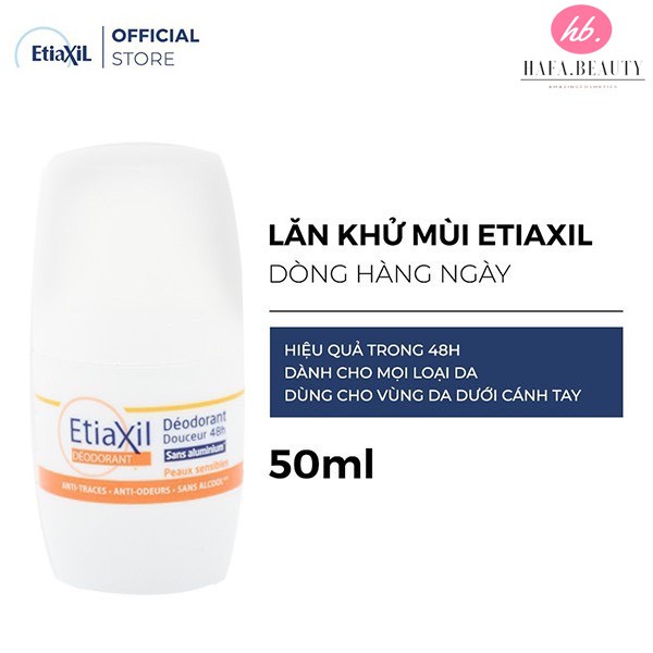 Lăn Khử Mùi Ngăn Mồ Hôi Chuyên Biệt Etiaxil Deodorant Douceur 48h Roll-On 50ML - HAFA COSMETICS