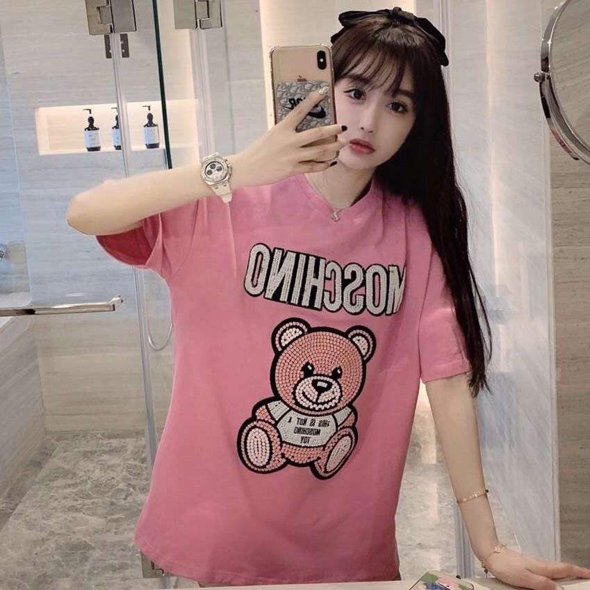 Áo Phông In Hình Gấu Nổi Bật Thời Trang QCCC Loại 1 Free Ship, Áo Phông Cotton Mát Chất Mịn Giá Rẻ, Form Giấu Quần, MN03