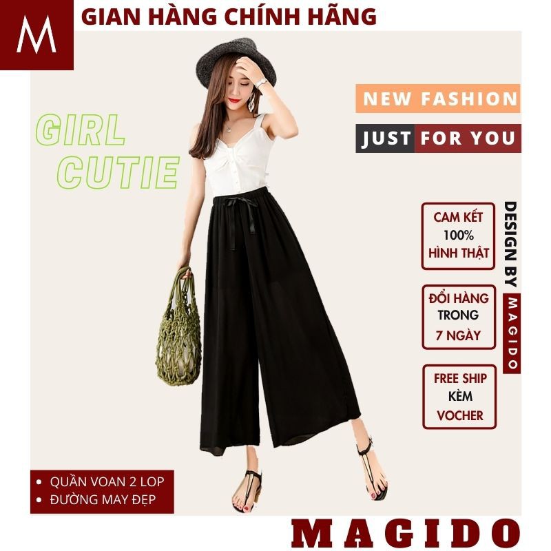 Quần ống rộng 💚quần voan nữ ống rộng ,2 lớp cực xinh phong cách hàn quốc mặc mát dễ phối đồ ulzzang  MAGIDO-