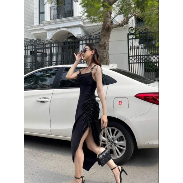 ĐẦM ĐEN 2S LỆCH TÀ RÚT DÂY HÔNG🖤 mã 0408