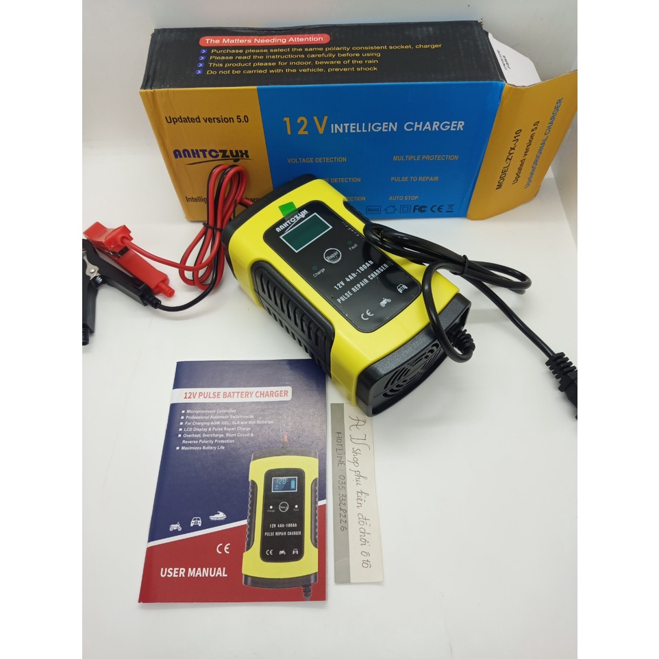 Máy sạc bình acquy 12v tự ngắt, sạc bình acquy 12v từ 4ah - 100ah cho xe máy và ô tô.