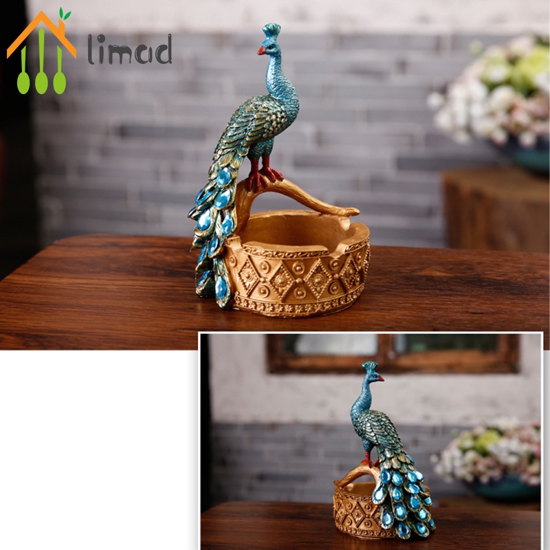 Gạt tàn thuốc hình chim công bằng nhựa resin độc đáo trang trí nhà cửa/ văn phòng