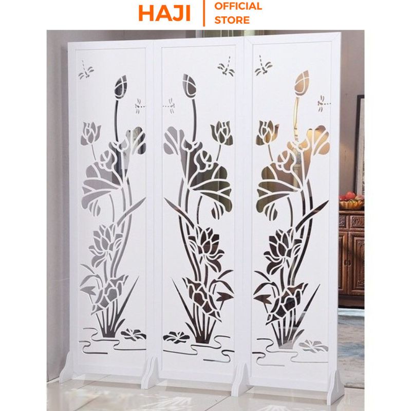 Vách ngăn bình phong hoa sen HAJI nhựa PVC dày dặn chống đổ D489