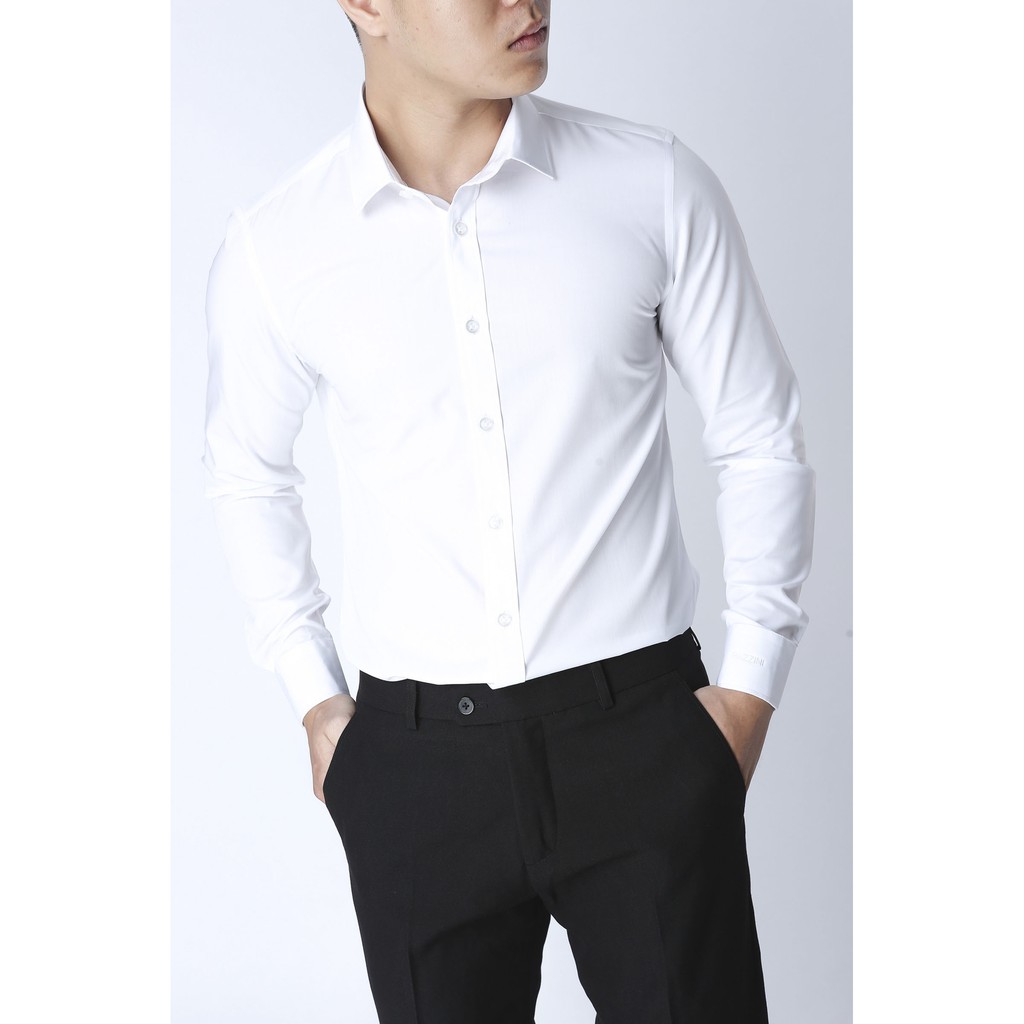 Sơ mi nam Trắng Cúc Trắng Lụa Thái chống nhăn, Áo sơ mi nam Trắng Cúc Trắng | BigBuy360 - bigbuy360.vn