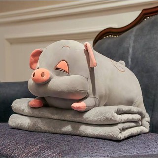 HÀNG LOẠI 1 DÀY ĐẸP - Bộ chăn gối cá nhân hình thú - Mền gối hình heo kute cho trẻ em, người lớn đa năng
