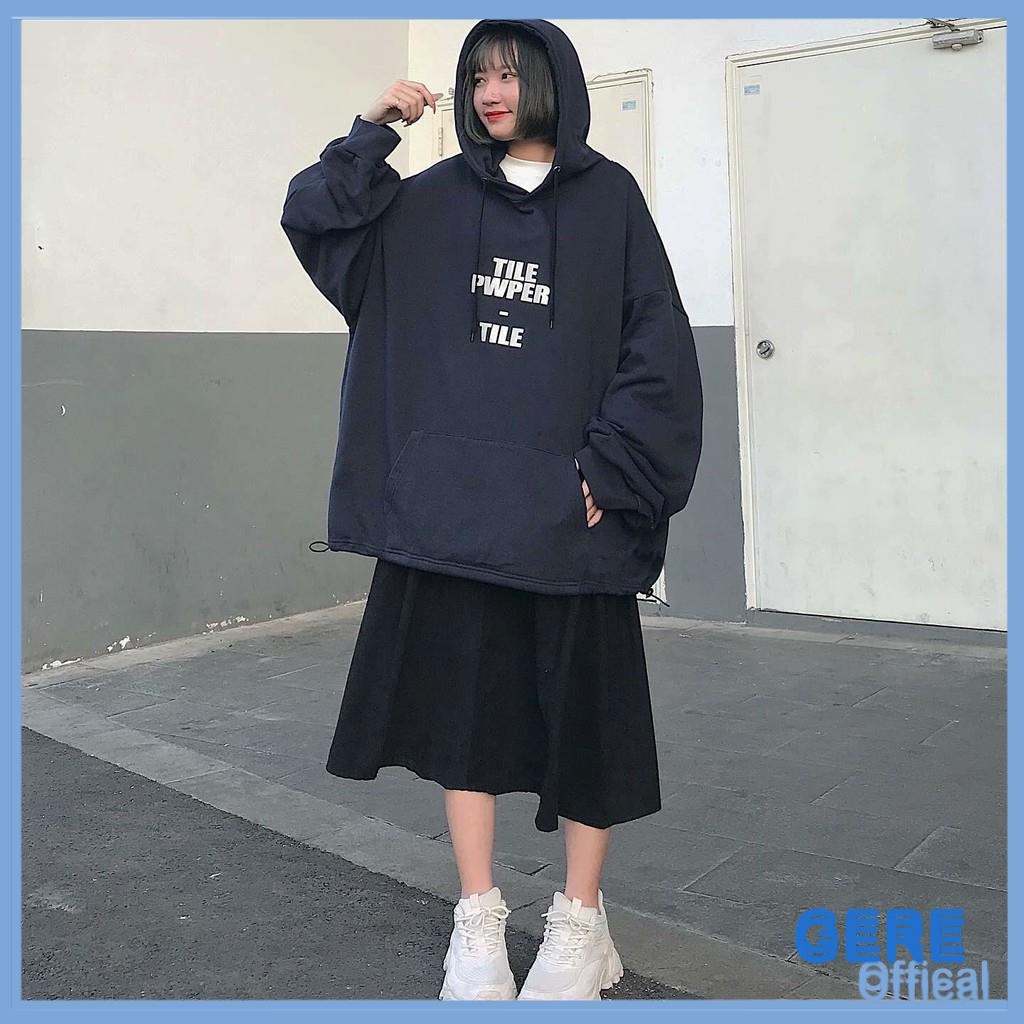 Áo hoodie nữ Unisex T I L E xanh than - 1804 - gere.official