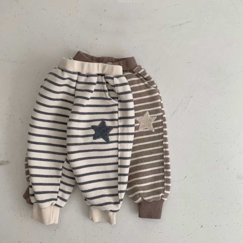 Quần dài dày kẻ sọc, họa tiết ngôi sao Unisex mới cho bé