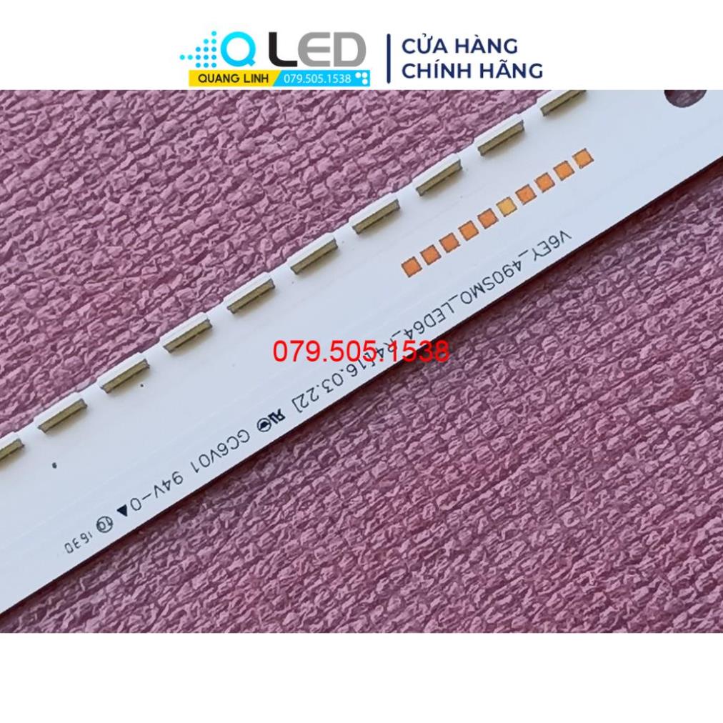 THANH LED TIVI SAMSUNG 49K5000 49k5500 49M5500 HÀNG MỚI 100%  1 MÁY 1 THANH 64 BÓNG 3V, DÀI 59,6cm