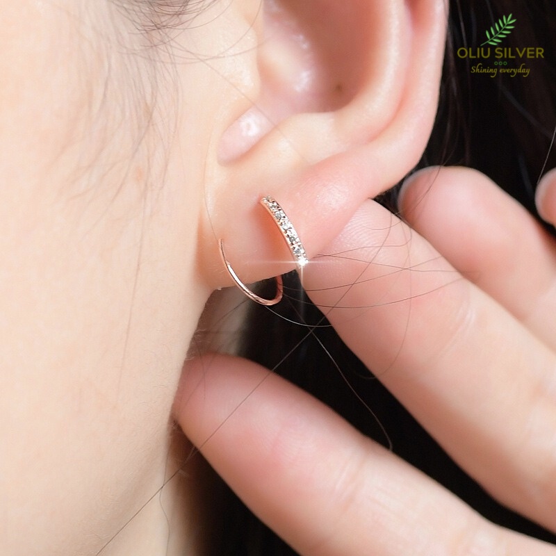 Bông Tai Bạc S925 Xoắn Ốc Đính Đá CZ Dễ Thương | Khuyên Tai Nữ Trang Sức Bạc Thời Trang