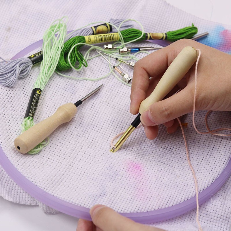 Bút kim DUWEN đục thêu may mặc cán gỗ thủ công DIY