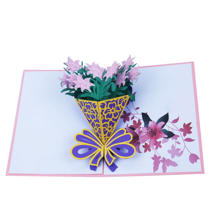 Thiệp Giáng Sinh / Sinh Nhật / Năm Mới Hình Hoa Hồng 3D