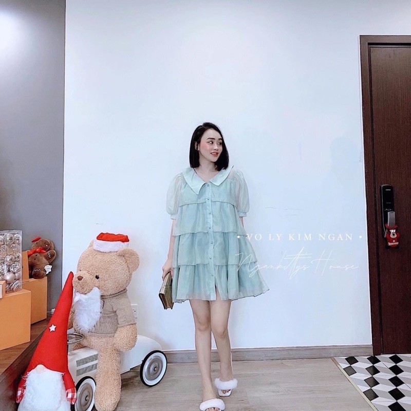 Đầm Babydoll Tơ Tầng Organza Xanh Mint | BigBuy360 - bigbuy360.vn