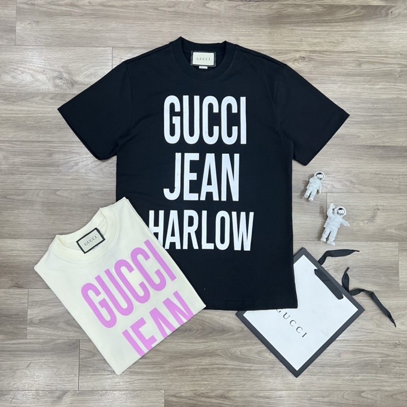 Áo Phông Cổ Tròn In G.C  Jean Harlow 2 Màu Trắng Đen