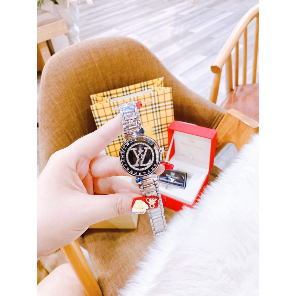 Đồng hồ LV nữ dây kim loại ko rỉ mặt xoay cao câp bền đẹp siêu hot, chống nước , bảo hành 12 tháng