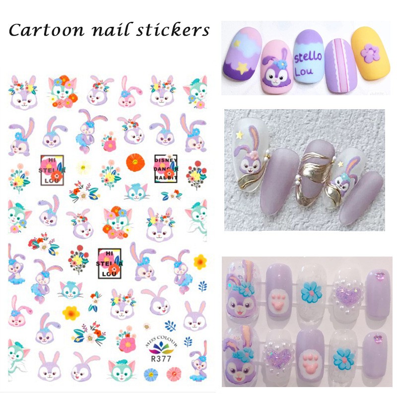 Sticker 3D họa tiết hoạt hình trang trí móng tay dễ thương