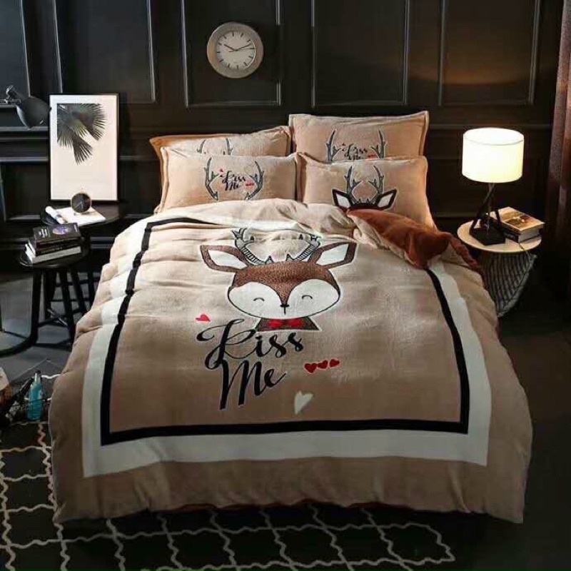 BỘ CHĂN GA GỐI NỈ NHUNG 3D kute dễ thương - mềm mịn ấm | BigBuy360 - bigbuy360.vn