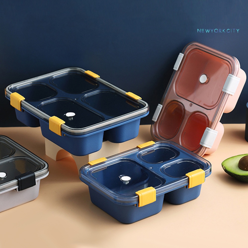 Hộp Đựng Cơm Trưa 3/4 Ngăn Hình Chữ Nhật Cỡ Lớn Chống Tràn Tiện Dụng