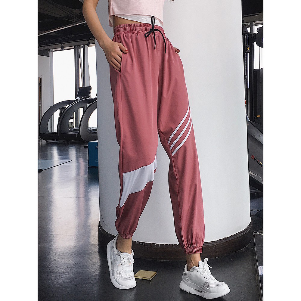 Quần Dài Jogger Tập Gym Yoga Cao Cấp Kẻ Sọc Đổ tập Thể Thao Nữ Giá Rẻ GYMSTORE 081