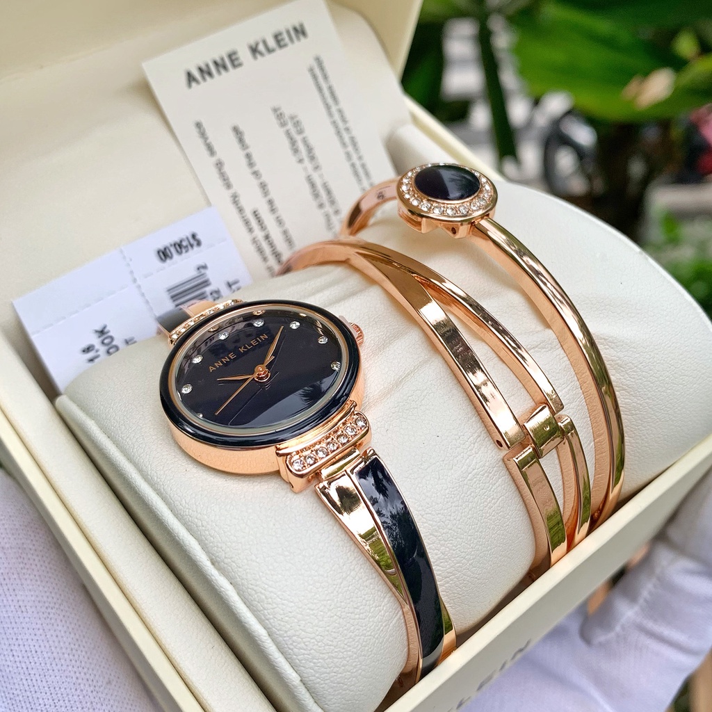 Set đồng hồ nữ + vòng tay Anne Klein  AK/3292NVST - Quartz [ Chính hãng ]