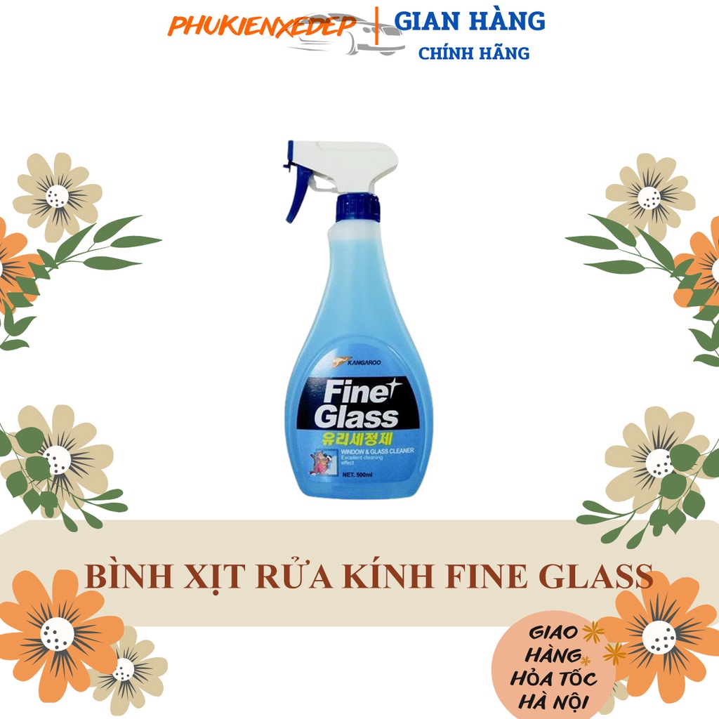 Chai xịt làm sạch kínhMỚI NHẤT rửa kính ô tô, gia đình Kangaroo Fine Glass 500ml