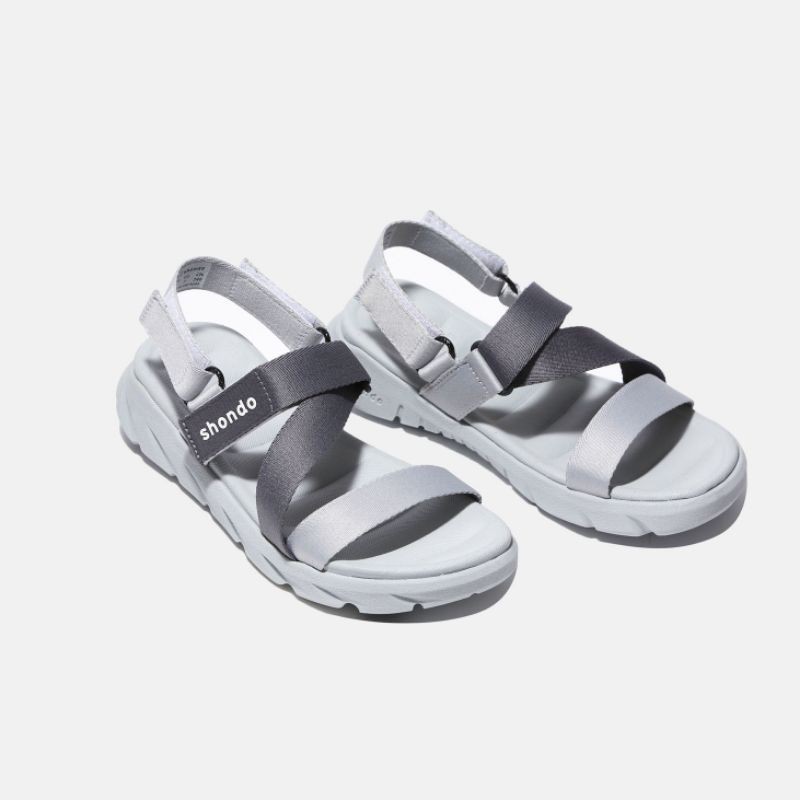 Giày sandals nam nữ Shondo F6S2120 Ombre phối dây xám