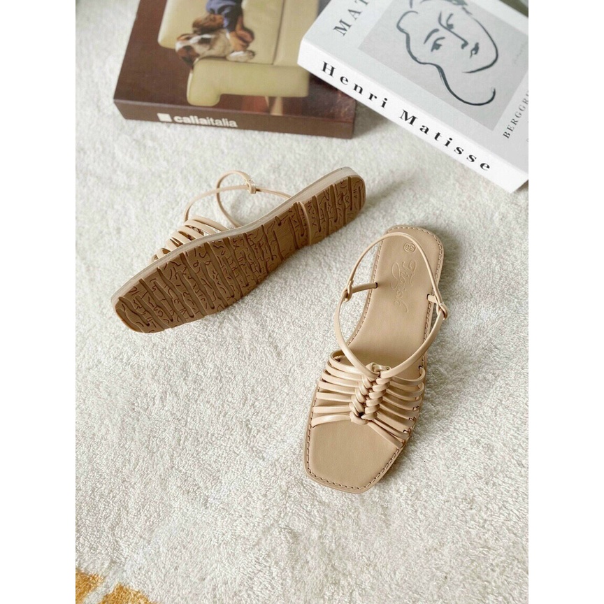 Giày Sandal Nữ- Giày Sandal Tigish Trệt Đan Rọ Cute Cho Mùa Du Lịch Hè