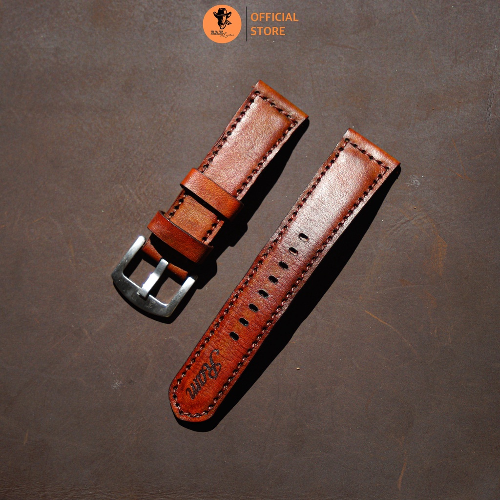 Dây đồng hồ da bò màu cam - RAM Leather Classic 1970