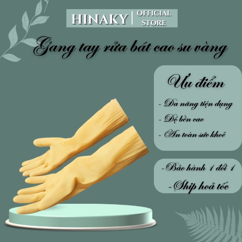 Găng tay cao su  vệ sinh rửa chén bát màu vàng