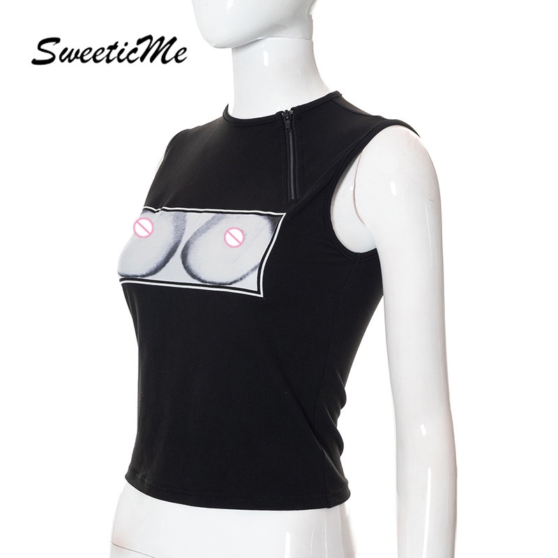 Áo Croptop Sát Nách In Họa Tiết Thời Trang Hàng Mới SweeticMe