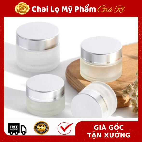 Hủ Đựng Kem ❤ RẺ VÔ ĐỊCH ❤ Hũ chiết mỹ phẩm thủy tinh nắp bạc 5g,10g,15g,20g , Hũ kem thủy tinh , phụ kiện du lịch