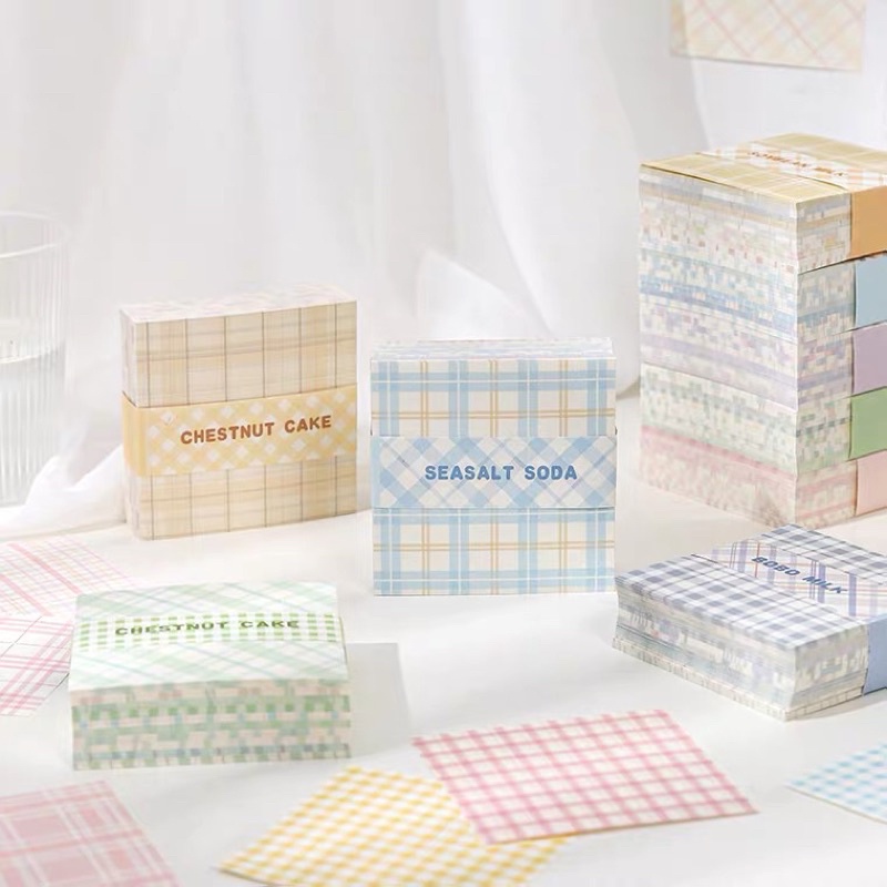 Giấy Note Giấy Ghi Chú 400 Tờ Hoạ Tiết Caro Highteen Màu Pastel Xinh Xắn Mẫu Mới 2002