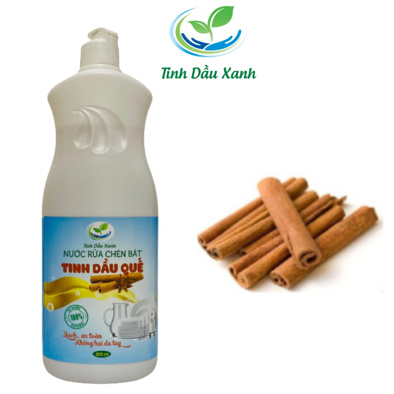 Nước rửa chén (bát) Tinh dầu xanh 800ml Chiết xuất thiên nhiên, không chất tẩy rửa an toàn tuyệt đối cho da