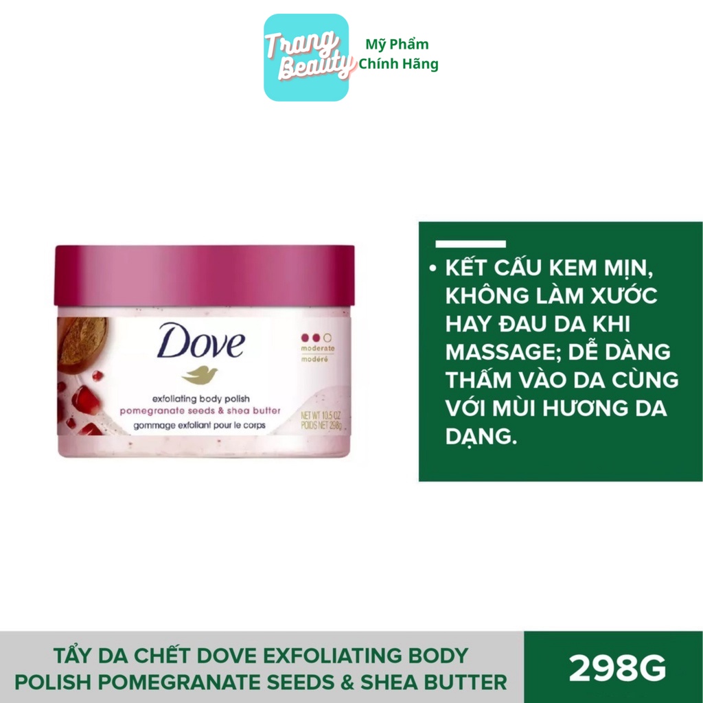 Tẩy Da Chết Body  DOVE Bản Mỹ 298g, Bản Đức 225ml Toàn Thân Creme Dusch Peeling