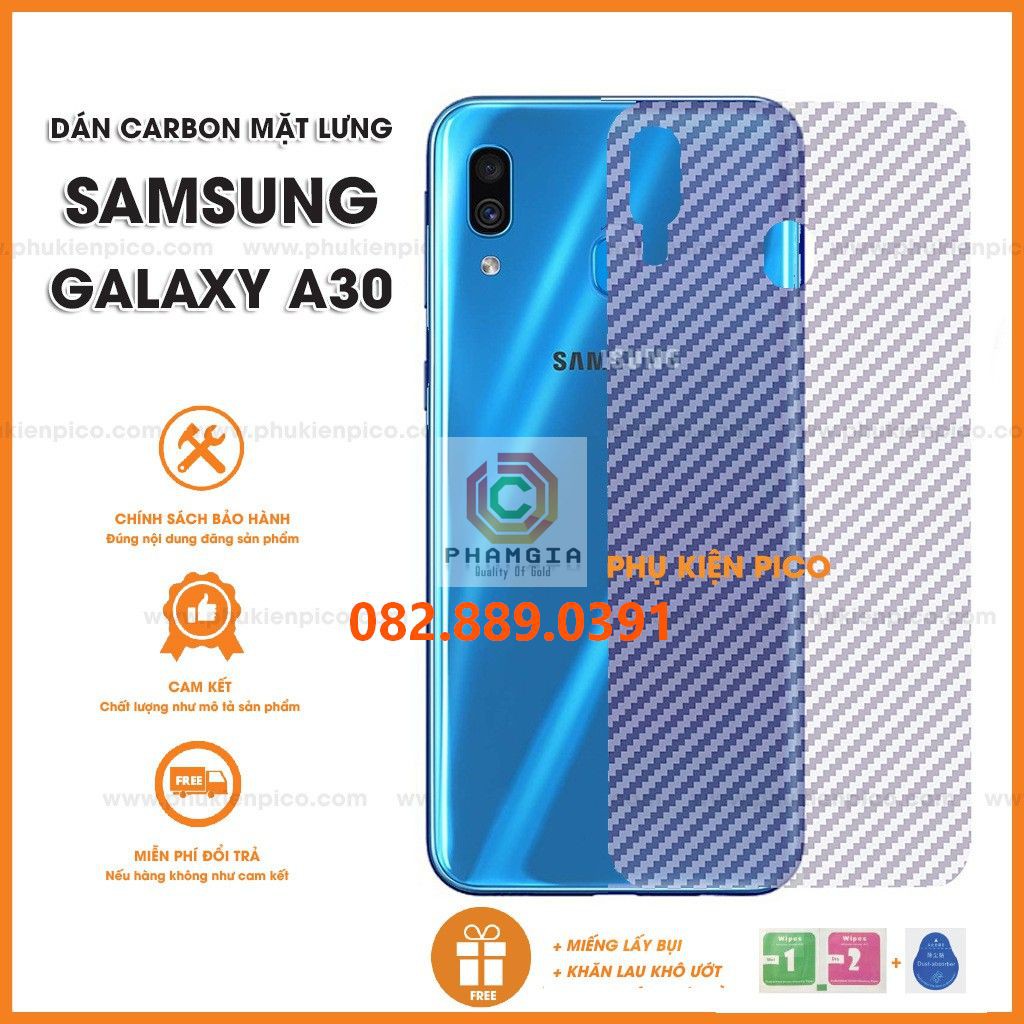 Miếng dán mặt lưng skin carbon Samsung Galaxy A30/ A30s