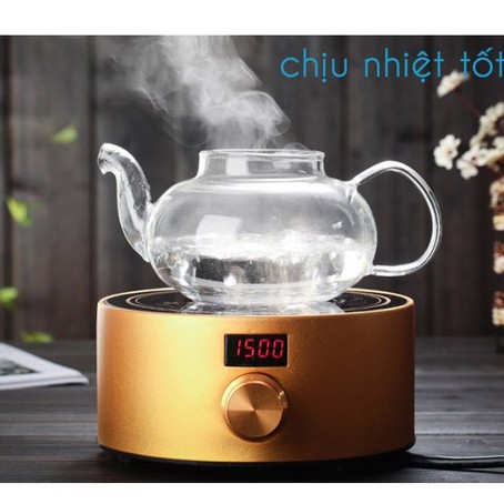 Bộ Ấm Trà thủy tinh 𝐅𝐑𝐄𝐄𝐒𝐇𝐈𝐏 6 chén kèm đế nến châm trà chịu nhiệt dung tích 600ml