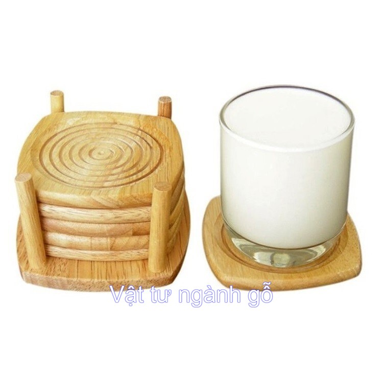 Lót ly hình xoắn ốc, đế lót ly gỗ, KT120x104x65mm