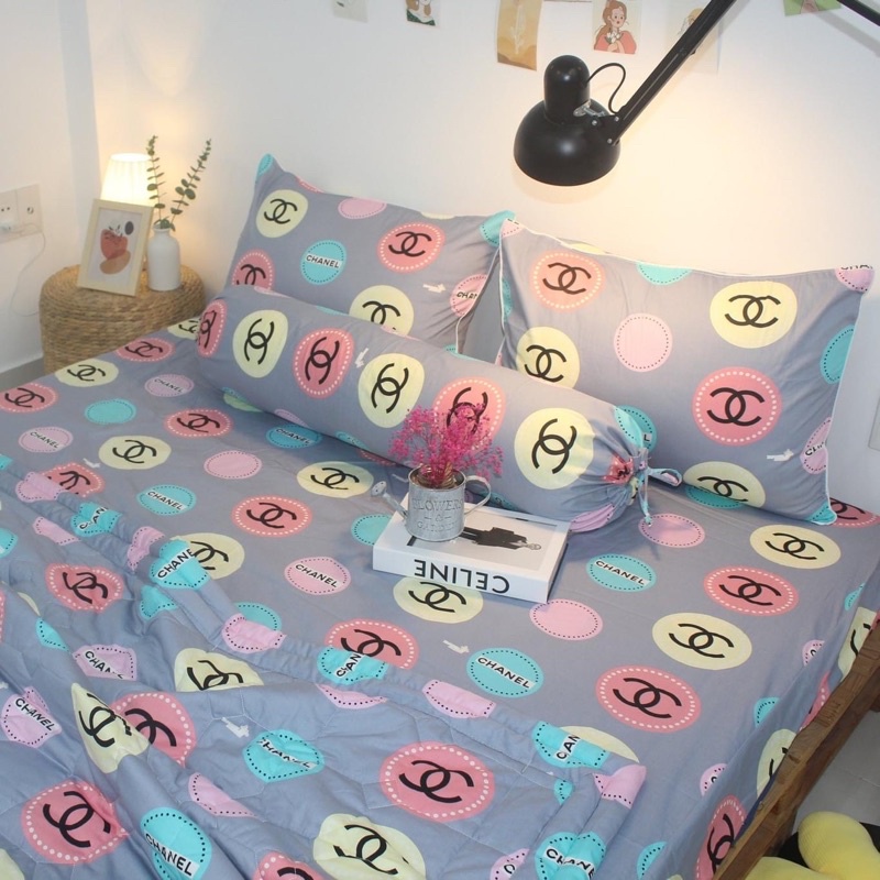 Drap Thắng lợi cao cấp cotton 100% ( chuẩn logo) mẫu CHANEL HỒNG