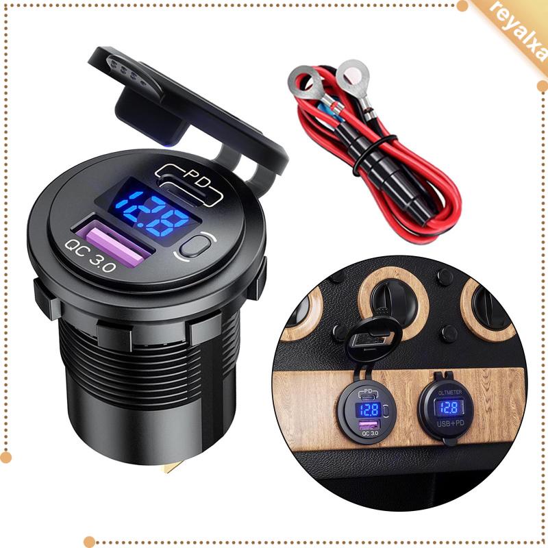 Tẩu Sạc Nhanh PD &amp; QC 3.0 Hai Cổng USB Chống Nước Cho Xe Hơi