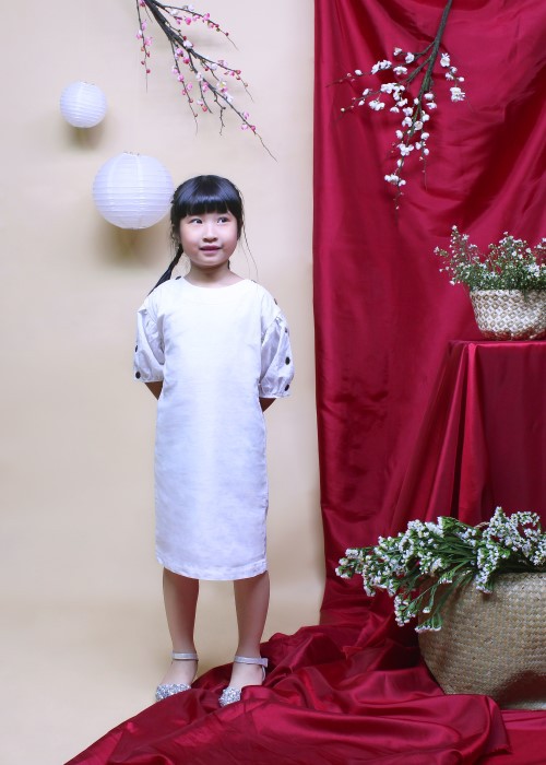 Đầm dạo phố thời trang Jadiny cho bé gái màu trắng