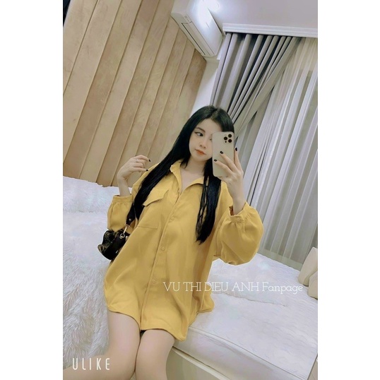 [Mã FAMARAL1 giảm 10K đơn 50K] Áo sơ mi nhung vạt bầu form rộng 1 nắp túi